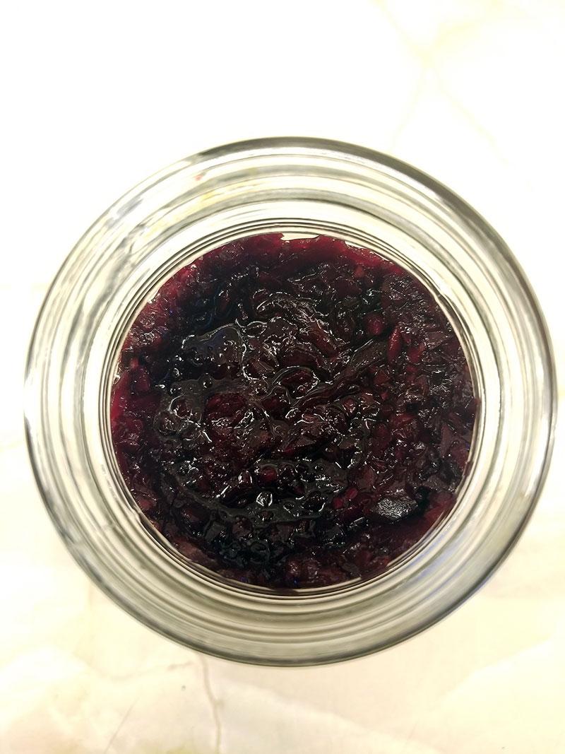 Make sure the beets stay submerged in their brine while they ferment at room temperature.